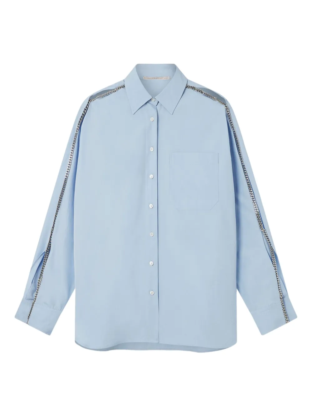 Stella McCartney chain-trimmed cotton shirt - ブルー Stella McCartney chain-trimmed cotton shirt - ブルー