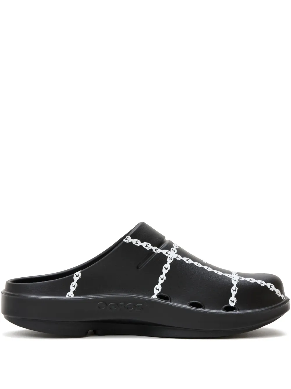 Undercover Chain-print Flat Mules In Black