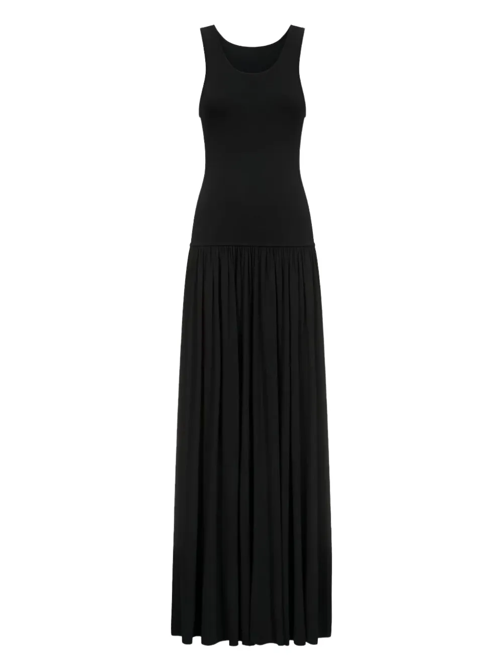 sleeveless gathered dress