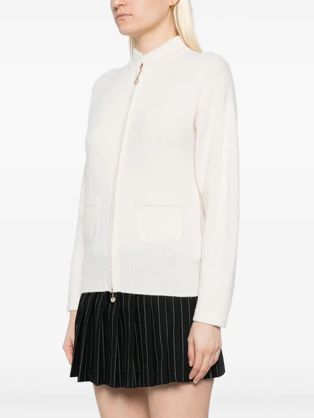 Pre-owned Chanel 2012-2013s Zipped Cardigan In Neutral