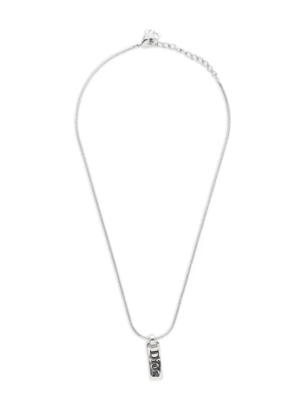 Christian Dior Pre-Owned 1990-2000s Logo Plate Necklace Silver FARFETCH  IN