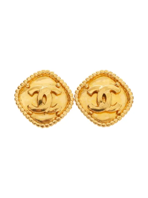 CHANEL Pre-Owned أقراط كبس بعلامة CC المميزة 1996