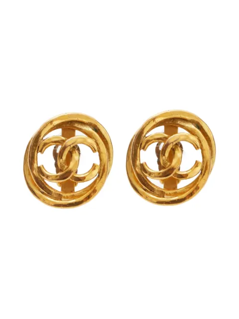 CHANEL Pre-Owned أقراط كبس بعلامة CC المميزة 1993
