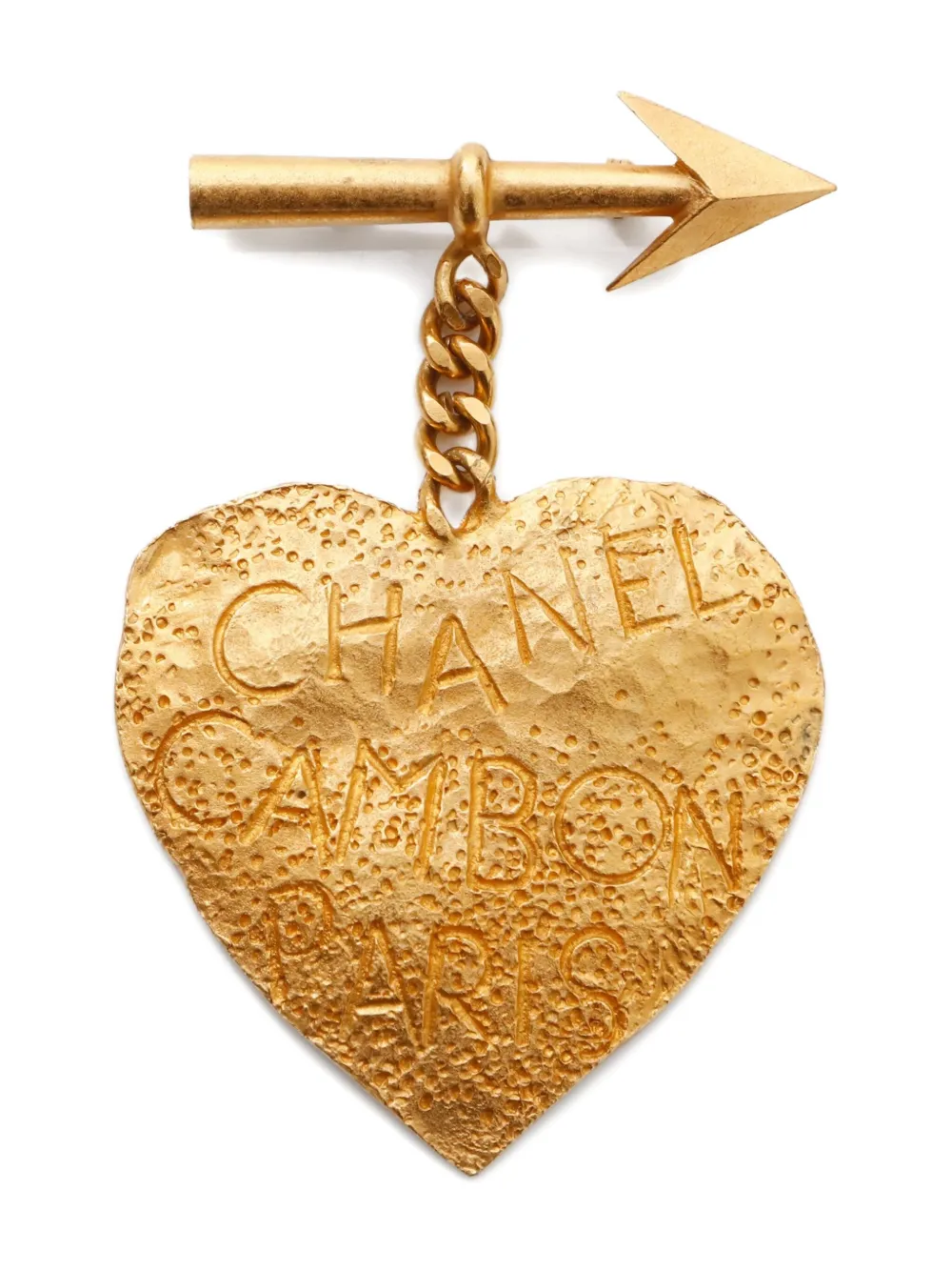 CHANEL Pre-Owned 1993 heart arrow brooch - ゴールドトーン CHANEL Pre-Owned 1993 heart arrow brooch - ゴールドトーン