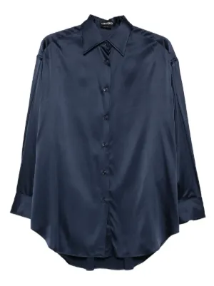 Emporio Armani シルクブレンド シャツ | ブルー | FARFETCH JP