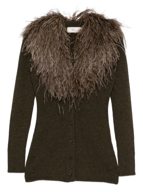 Blumarine feather-trimmed wool cardigan