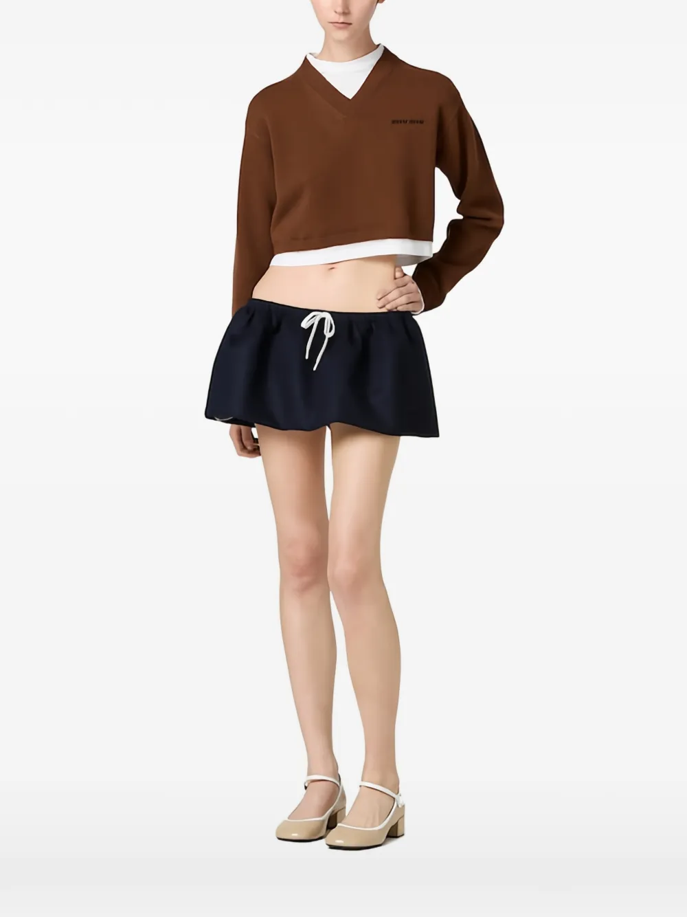 Miu Miu cropped sweater - Braun