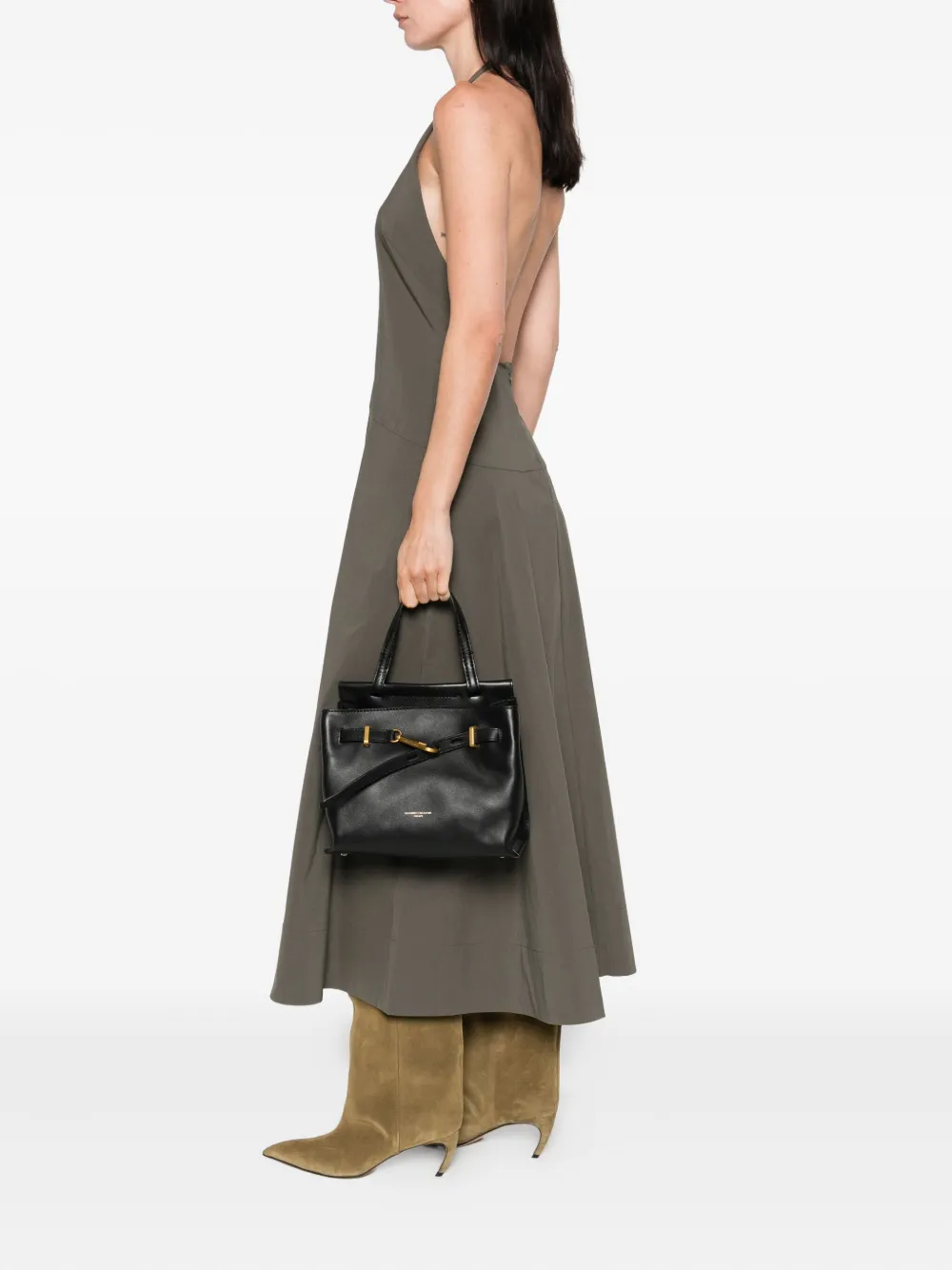 GIANNI CHIARINI Tilda leren shopper met haaksluiting Zwart