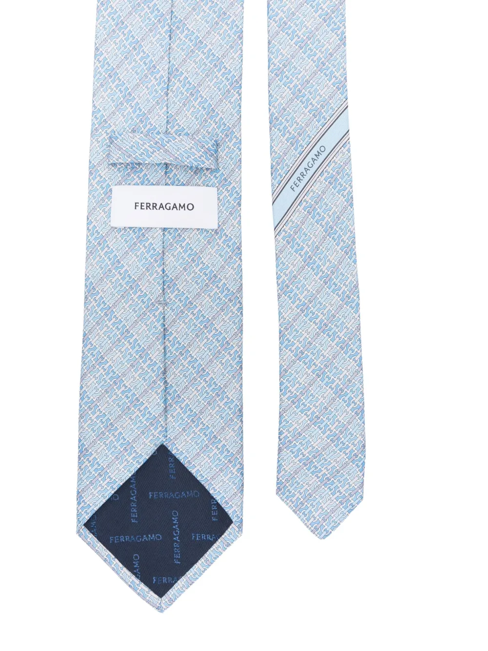 Ferragamo Zijden stropdas met geometrisch patroon Blauw