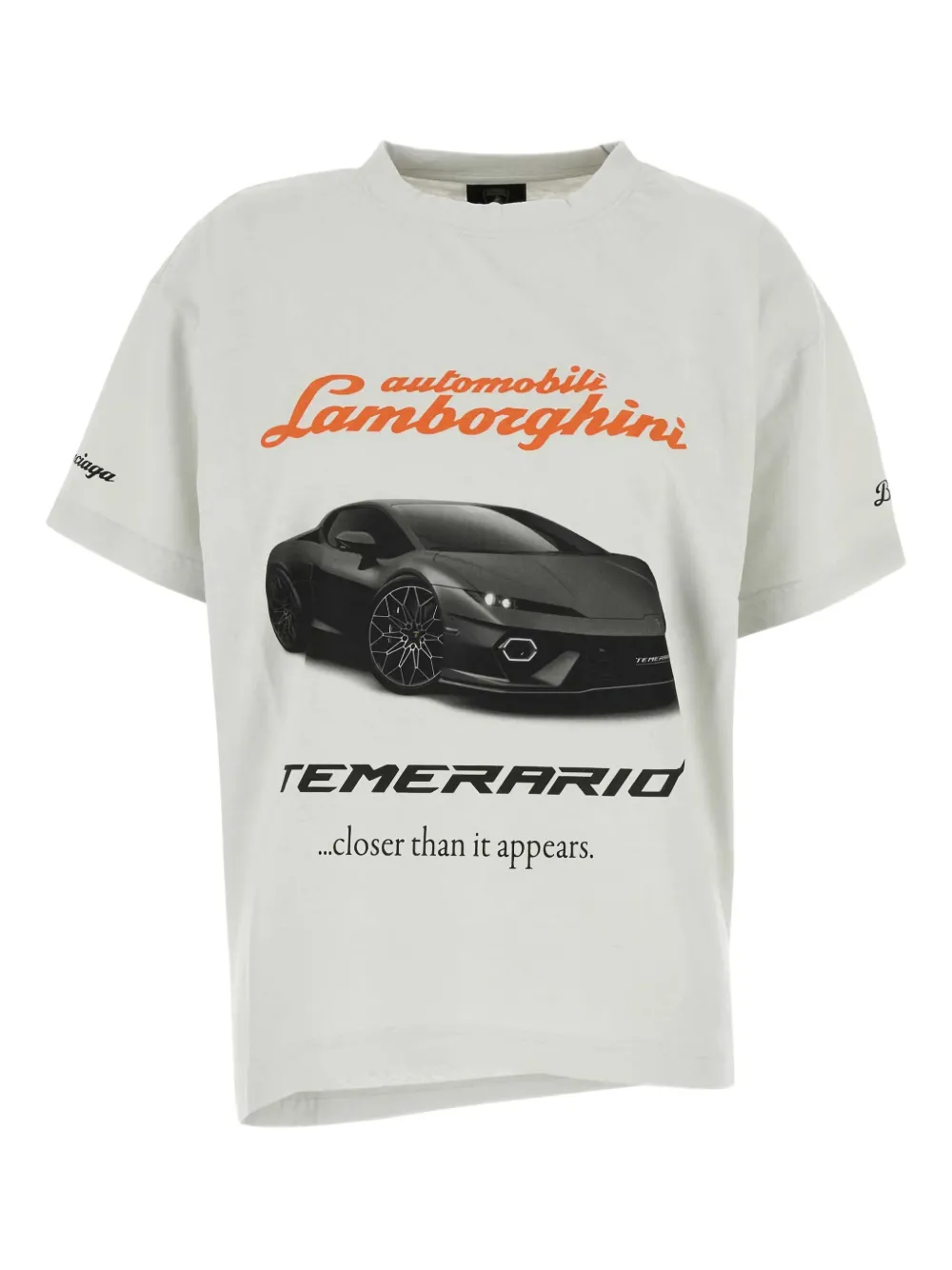 Balenciaga x Automobili asymmetrisch T-shirt met Lamborghini-print Wit