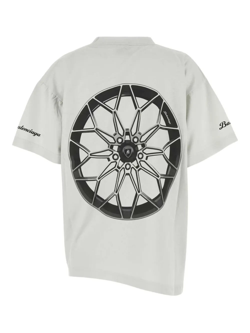 Balenciaga x Automobili asymmetrisch T-shirt met Lamborghini-print Wit