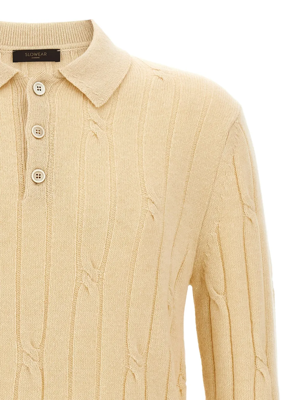 Zanone cable-knit polo shirt Beige