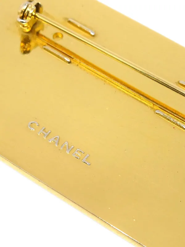 CHANEL Pre-Owned 1990-2000s ロゴエングレーブ ブローチ | ゴールド