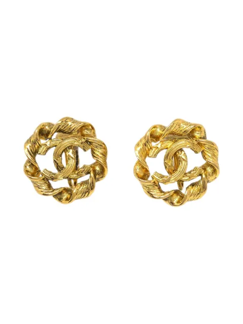 CHANEL Pre-Owned 1990-2000s twisted CC Button clip-on earrings