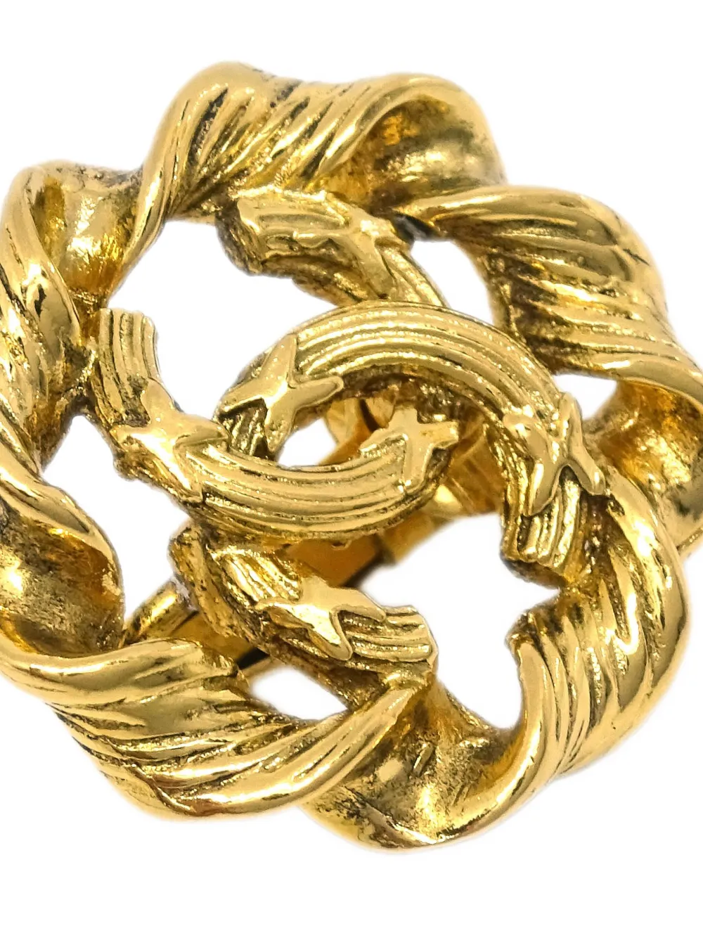 CHANEL Pre-Owned 1990-2000s twisted CC Button clip-on earrings | Pre-Owned | Image 2