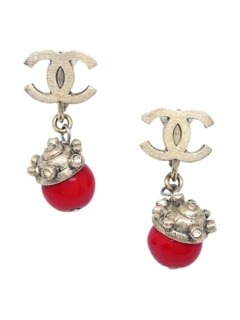 CHANEL Pre-Owned 2005 stone-dangle clip-on earrings
