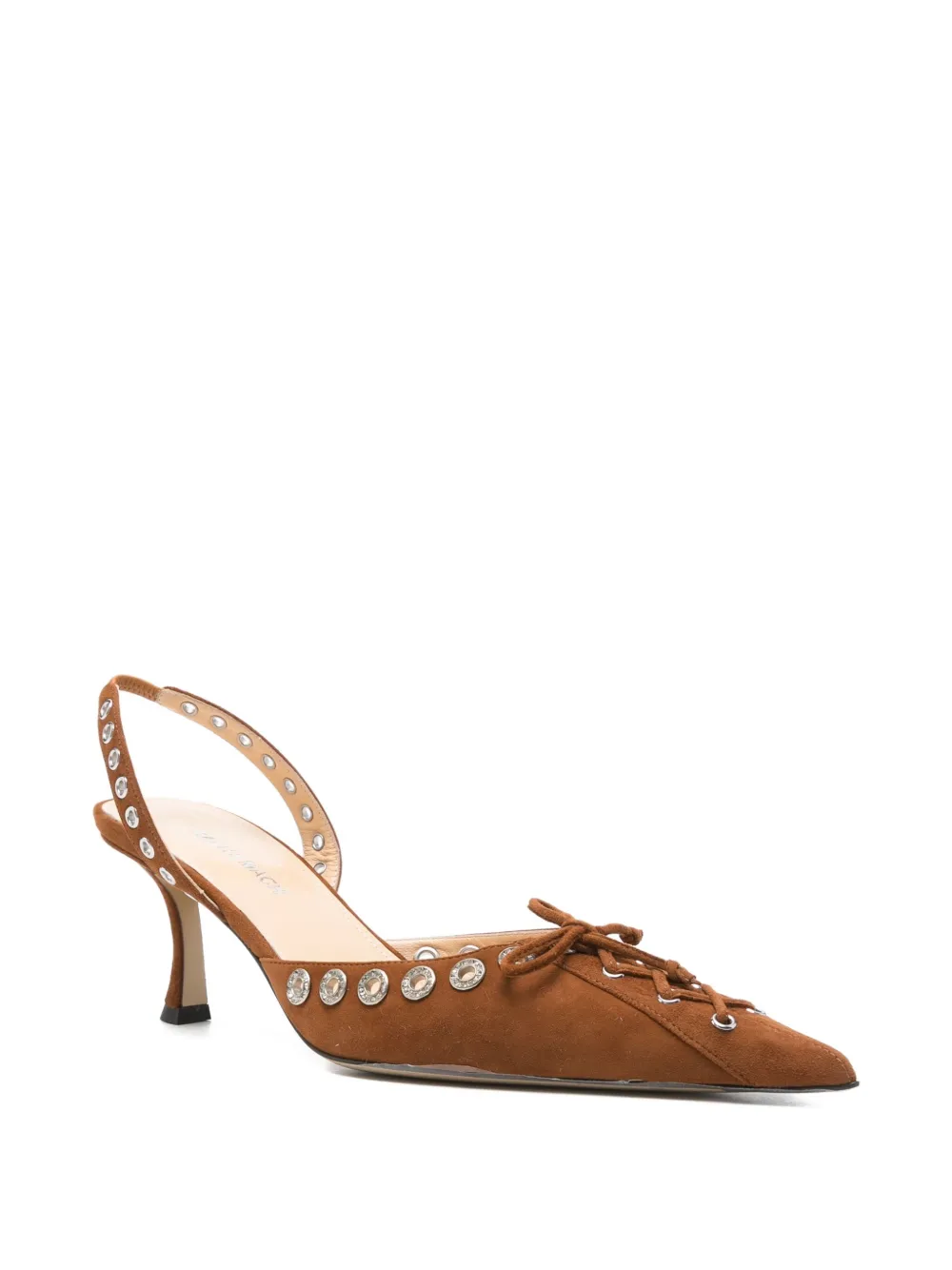 MACH & MACH 65mm Le Cadeau stud-embellished slingback pumps Brown