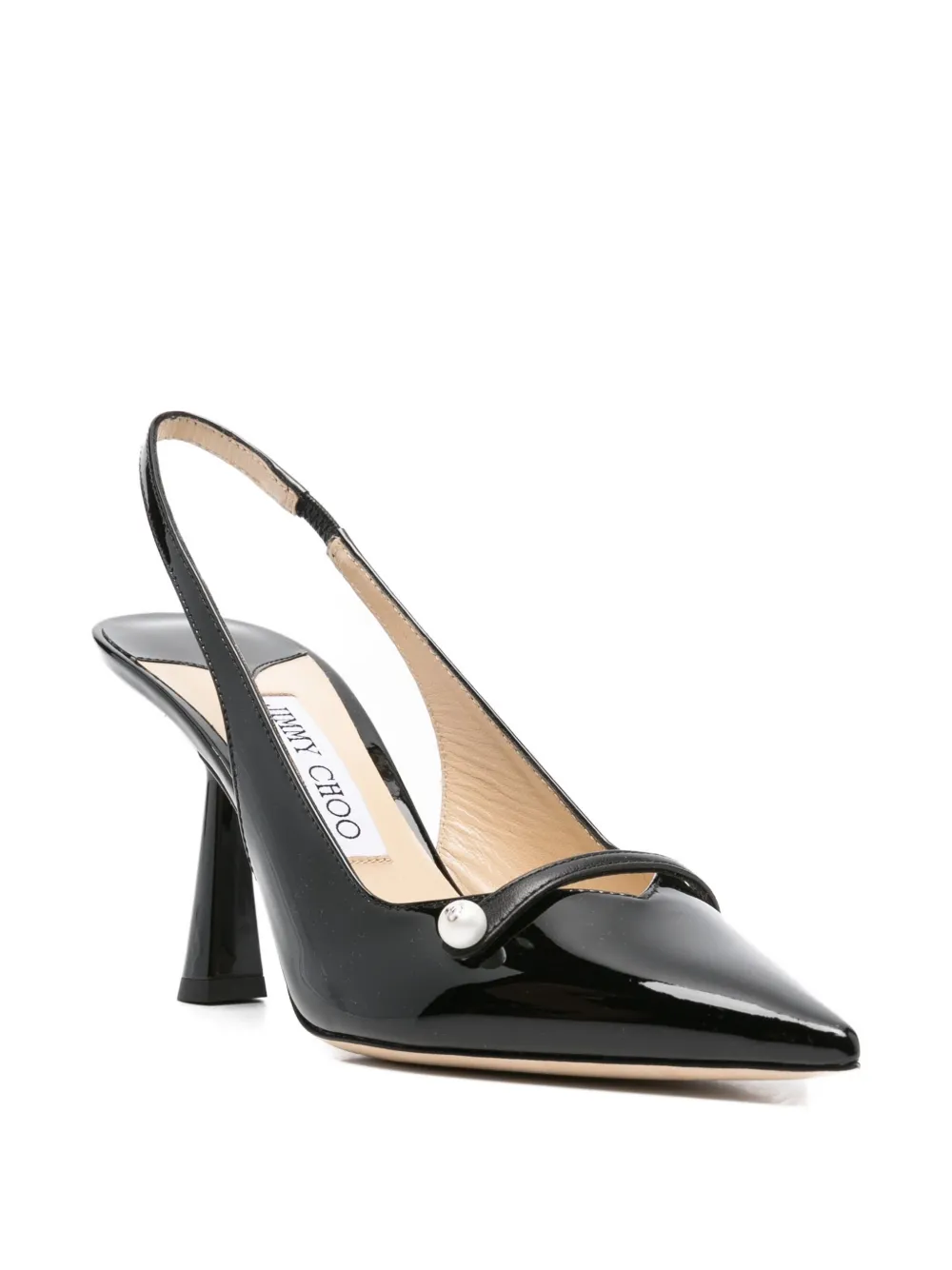 Jimmy Choo 85 mm Amita leren slingback pumps Zwart