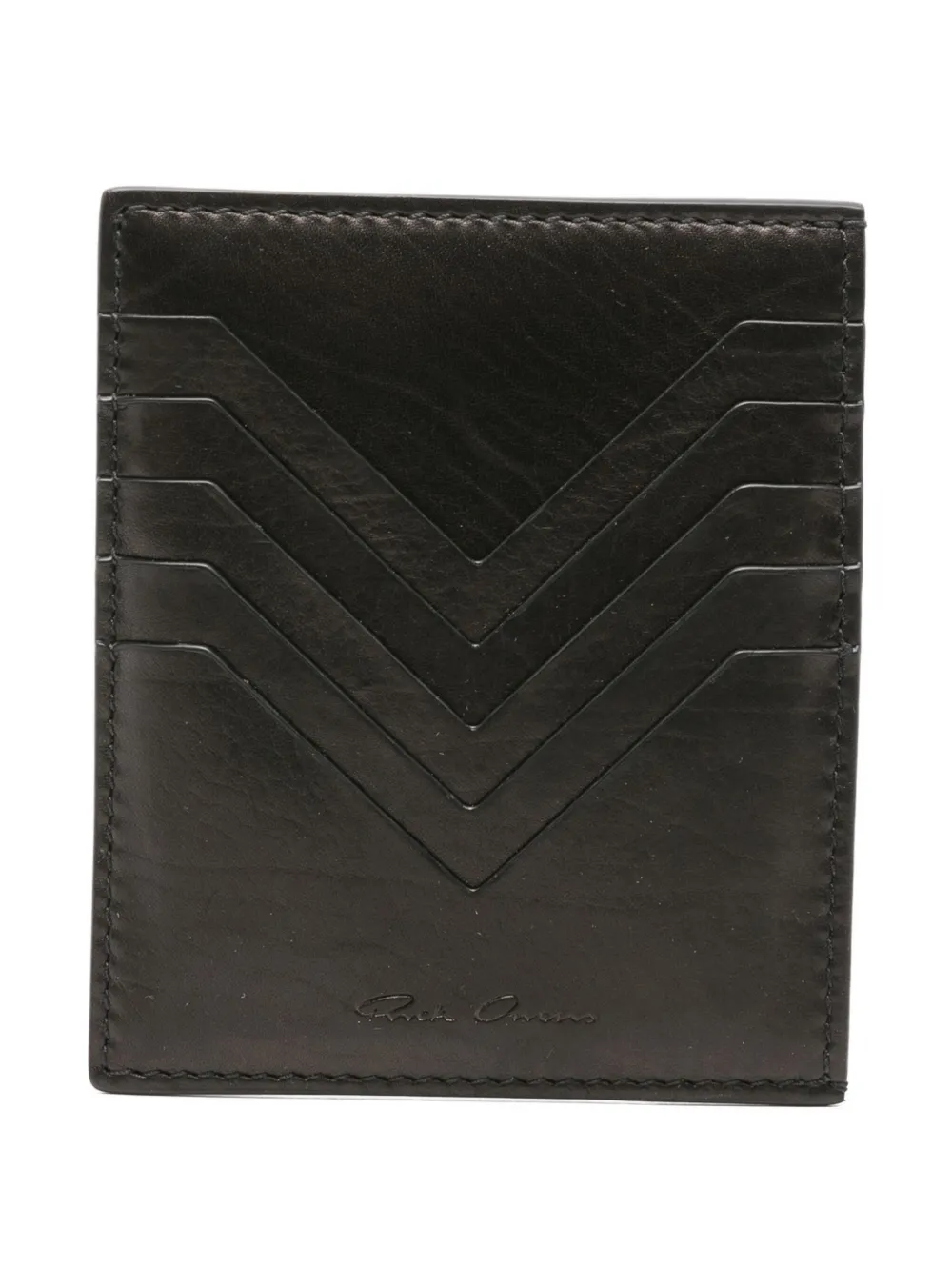 Rick Owens Leren pasjeshouder met chevron detail Zwart
