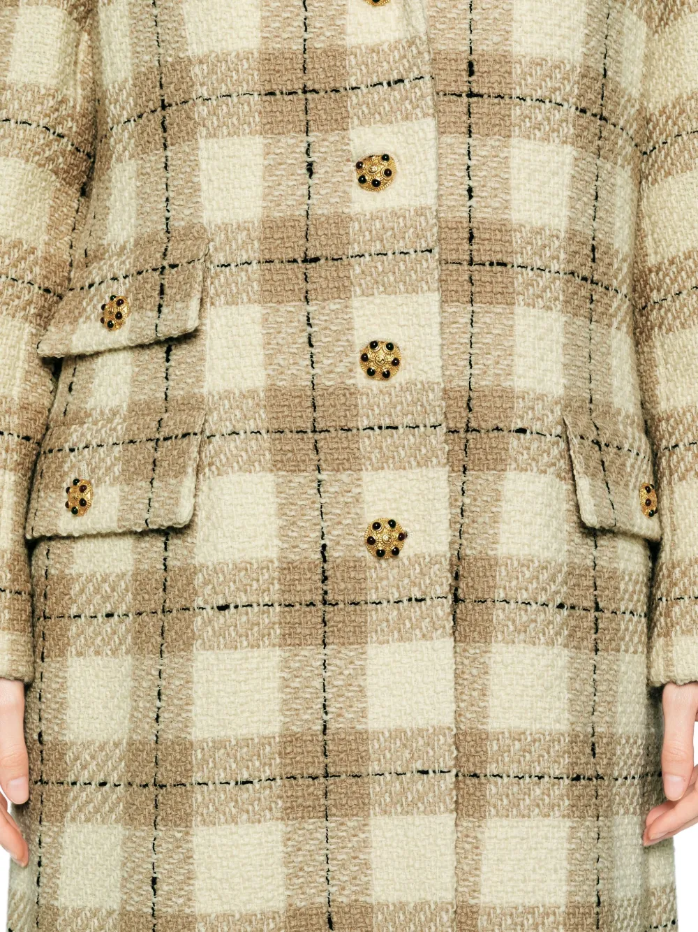 Pre-owned Chanel 1996 Tweeded Coat In Neutral