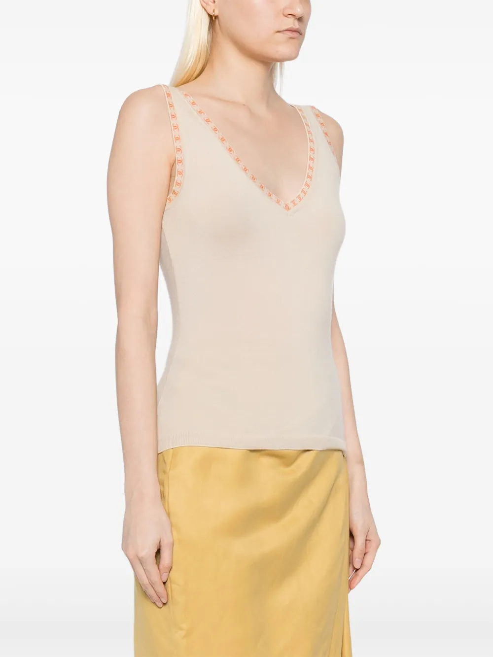 Pre-owned Chanel 2001 Sleeveless Tank Top In Neutral