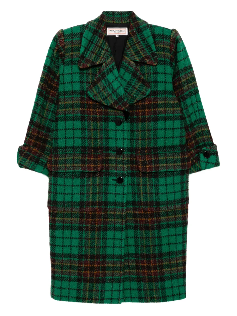 Saint Laurent Pre-Owned 1990-2000s tartan check-pattern coat | Green | Image 1