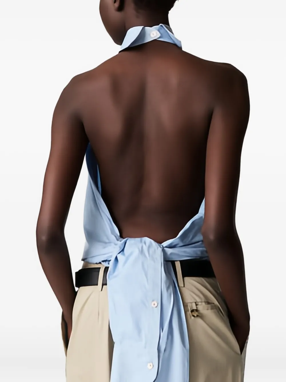Stella McCartney halter-neck tie-back top Blauw