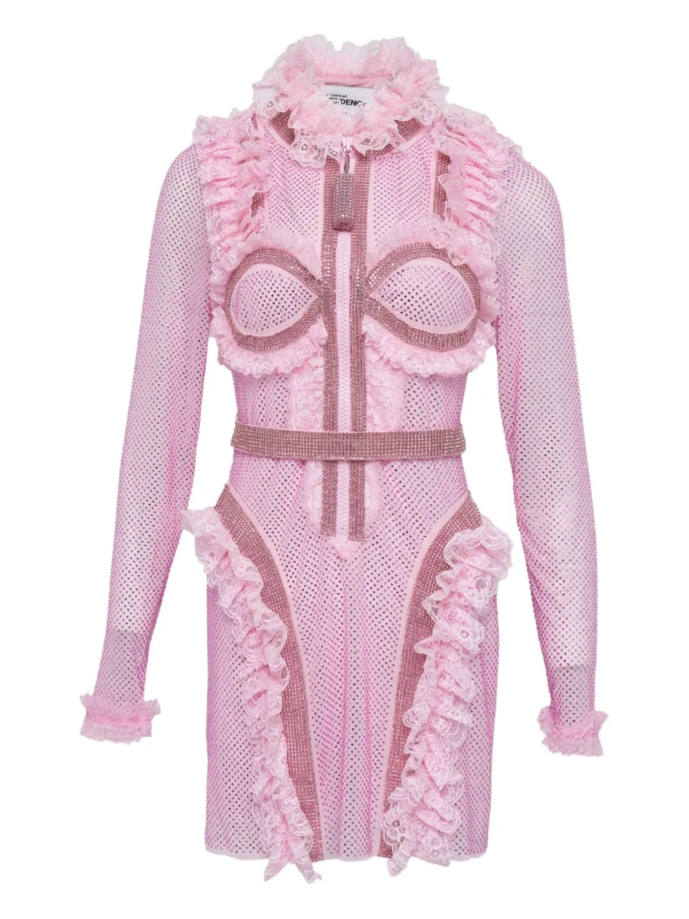 Self-portrait Long-sleeve Mini Dress In Pink