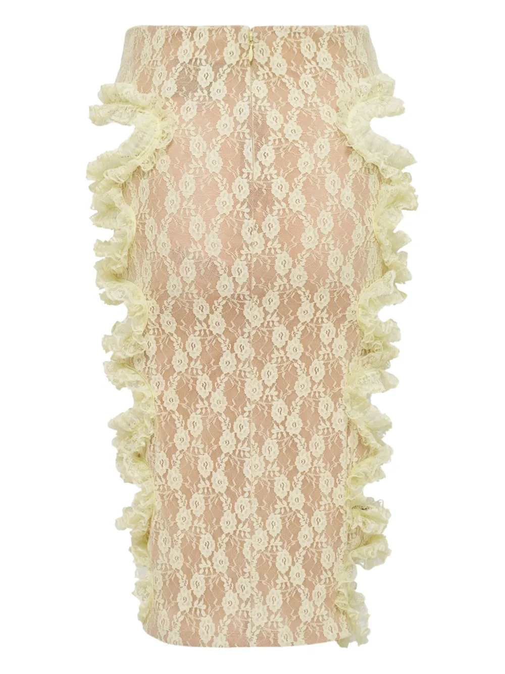 Self-Portrait lace cut-out midi skirt - Geel