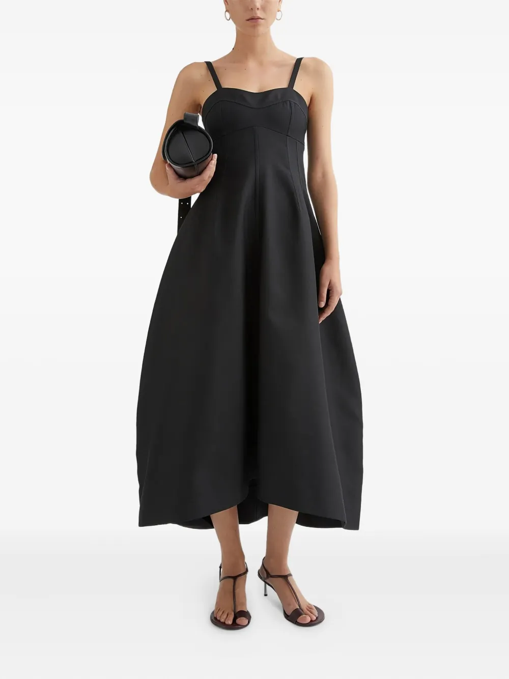 Jil Sander bustier-style midi dress Zwart