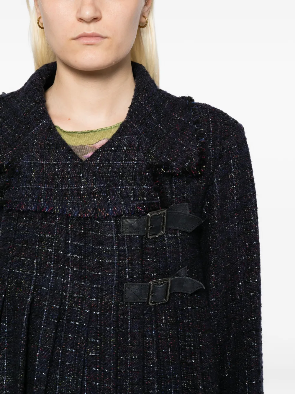 Pre-owned Chanel 2013 Pleated Jacket In Blue