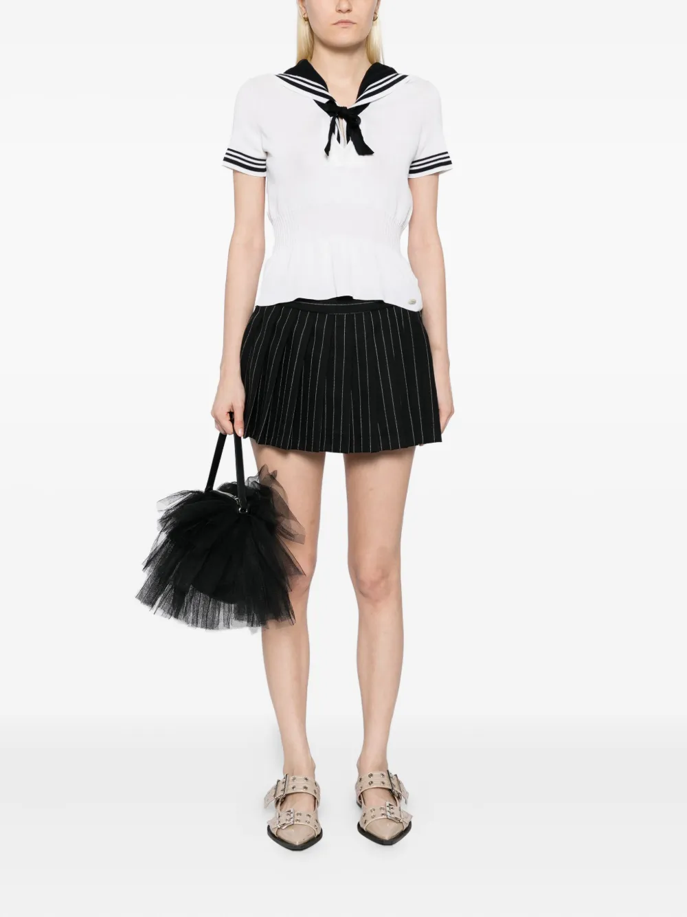Pre-owned Chanel 2010 Sailor Top In White