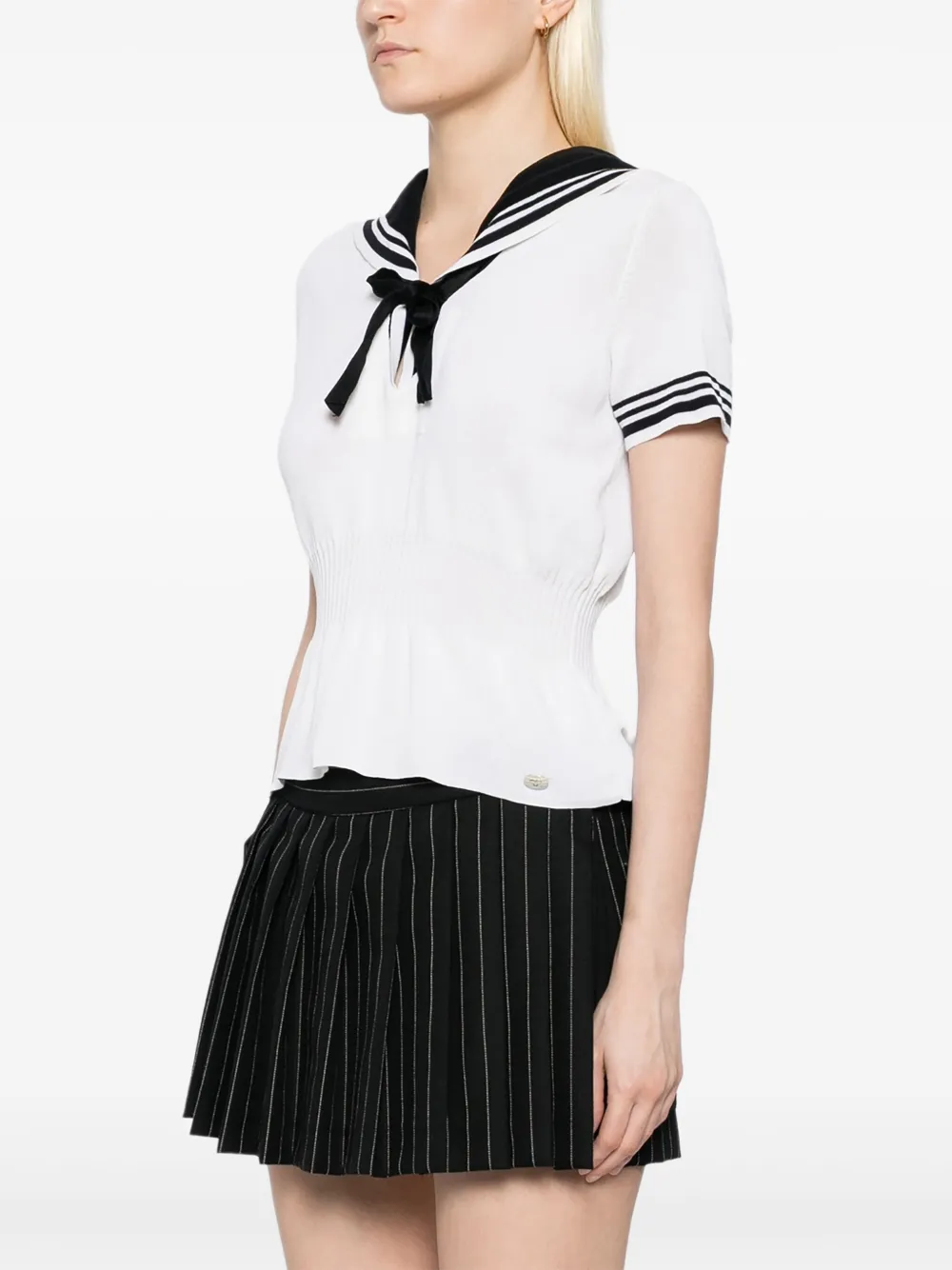 Pre-owned Chanel 2010 Sailor Top In White