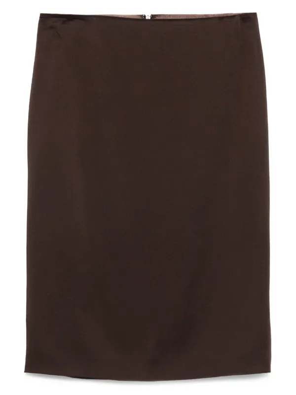 Tom Ford Silk Pencil Skirt in Brown