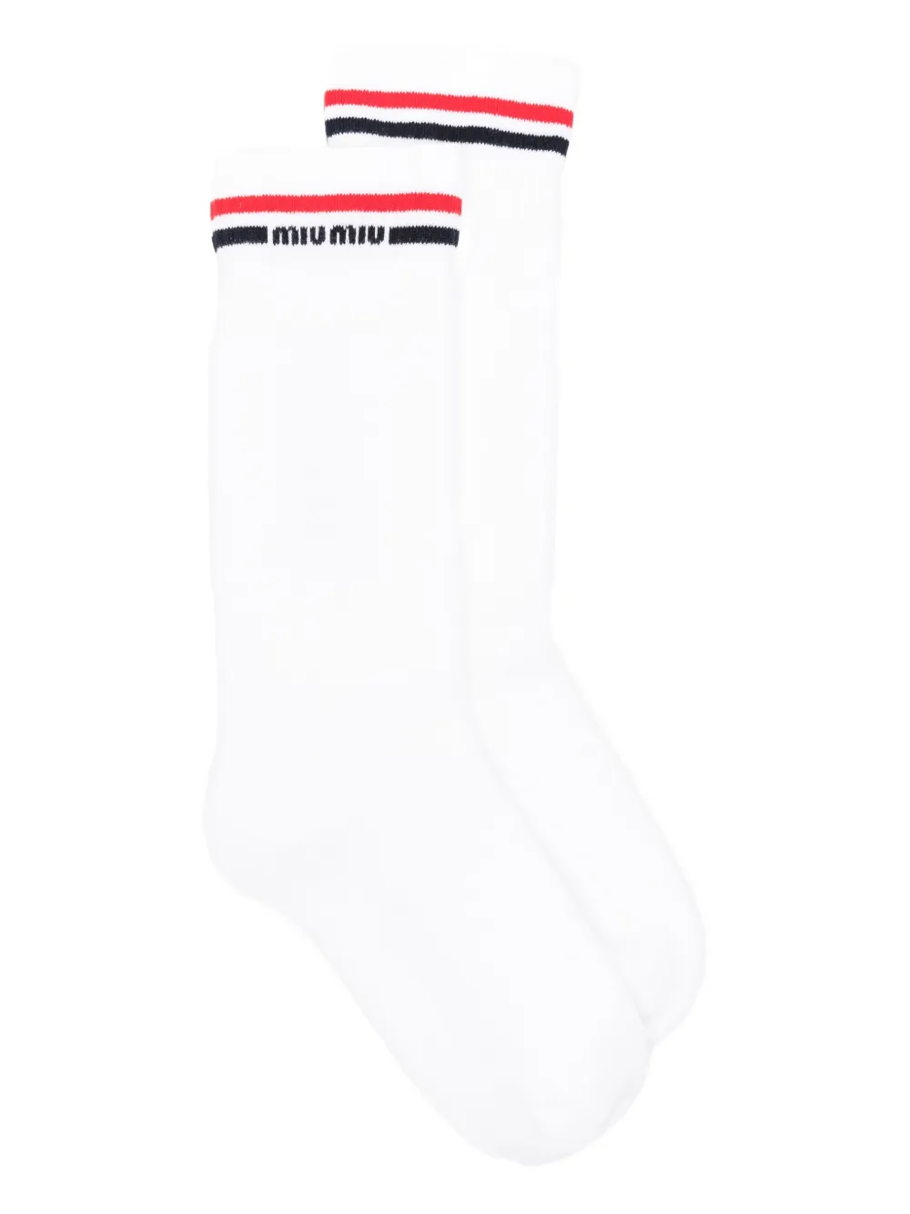 Miu stripe-detail socks Wit