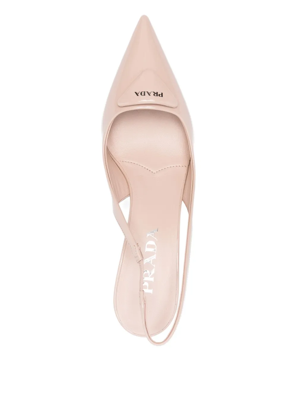 Prada 80 mm slingback pumps met puntige neus Beige