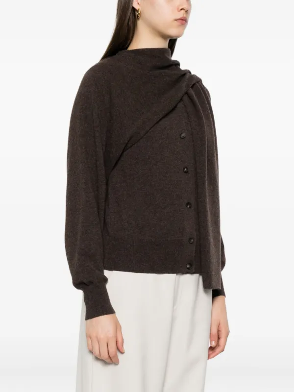 Tシャツ・カットソー SALVATORE FERRAGAMO Brown Cashmere Cardigan Draped cashmere cardigan in brown - Ferragamo | Mytheresa