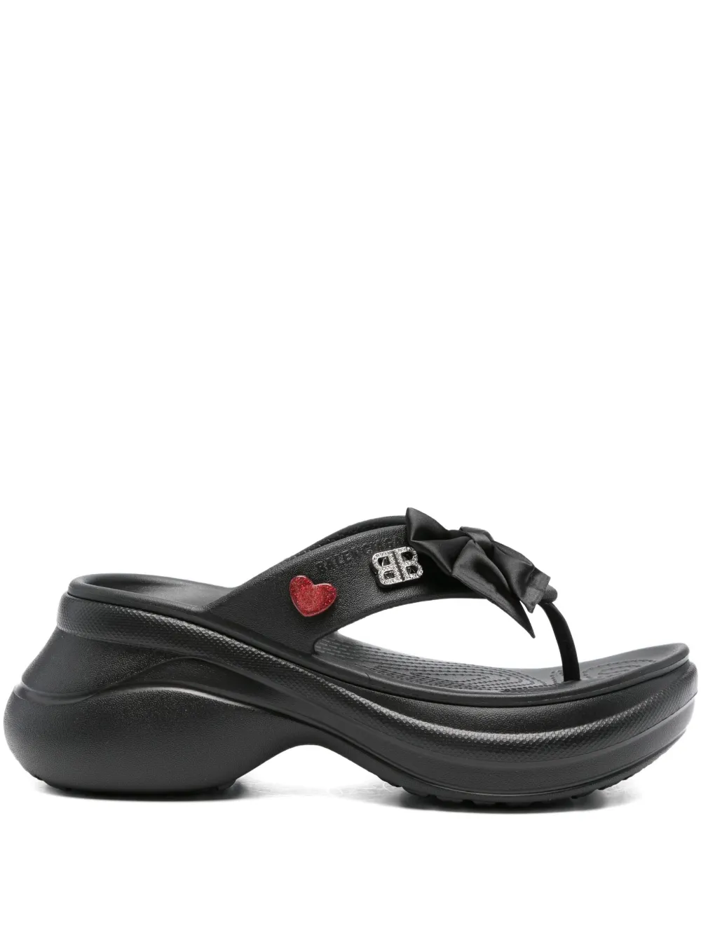 Balenciaga platform thong croc slides Black
