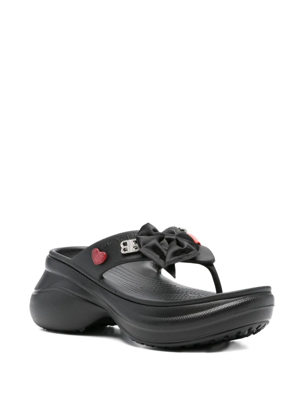 Balenciaga platform thong croc slides Black