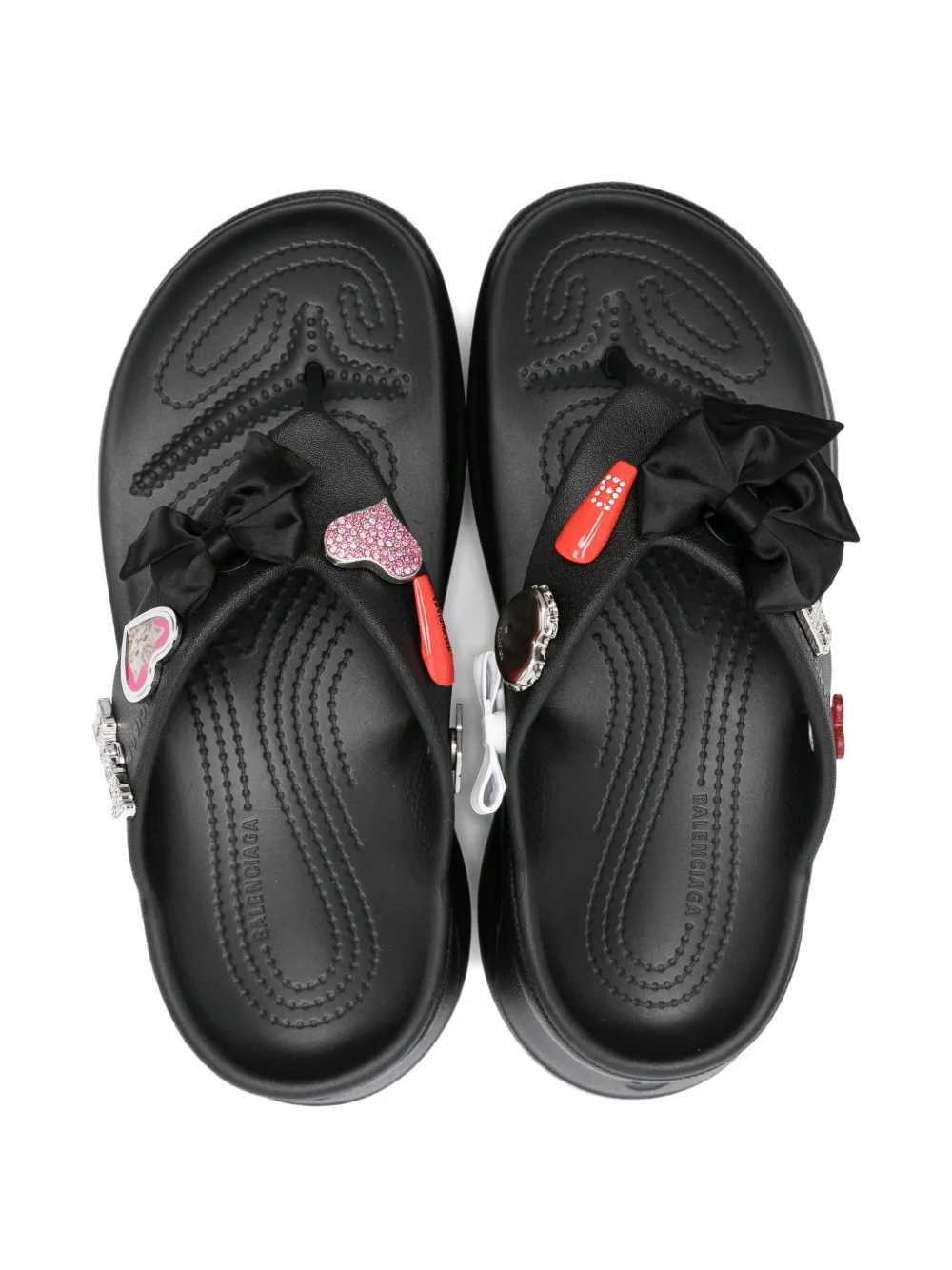 Balenciaga platform thong croc slides Black