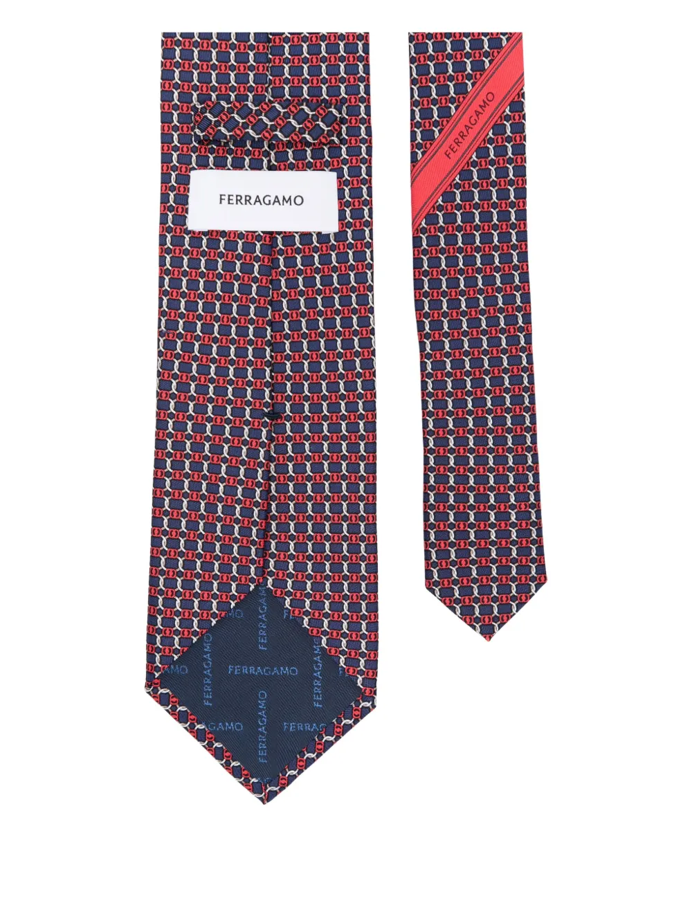 Ferragamo Zijden stropdas met geometrisch patroon Blauw