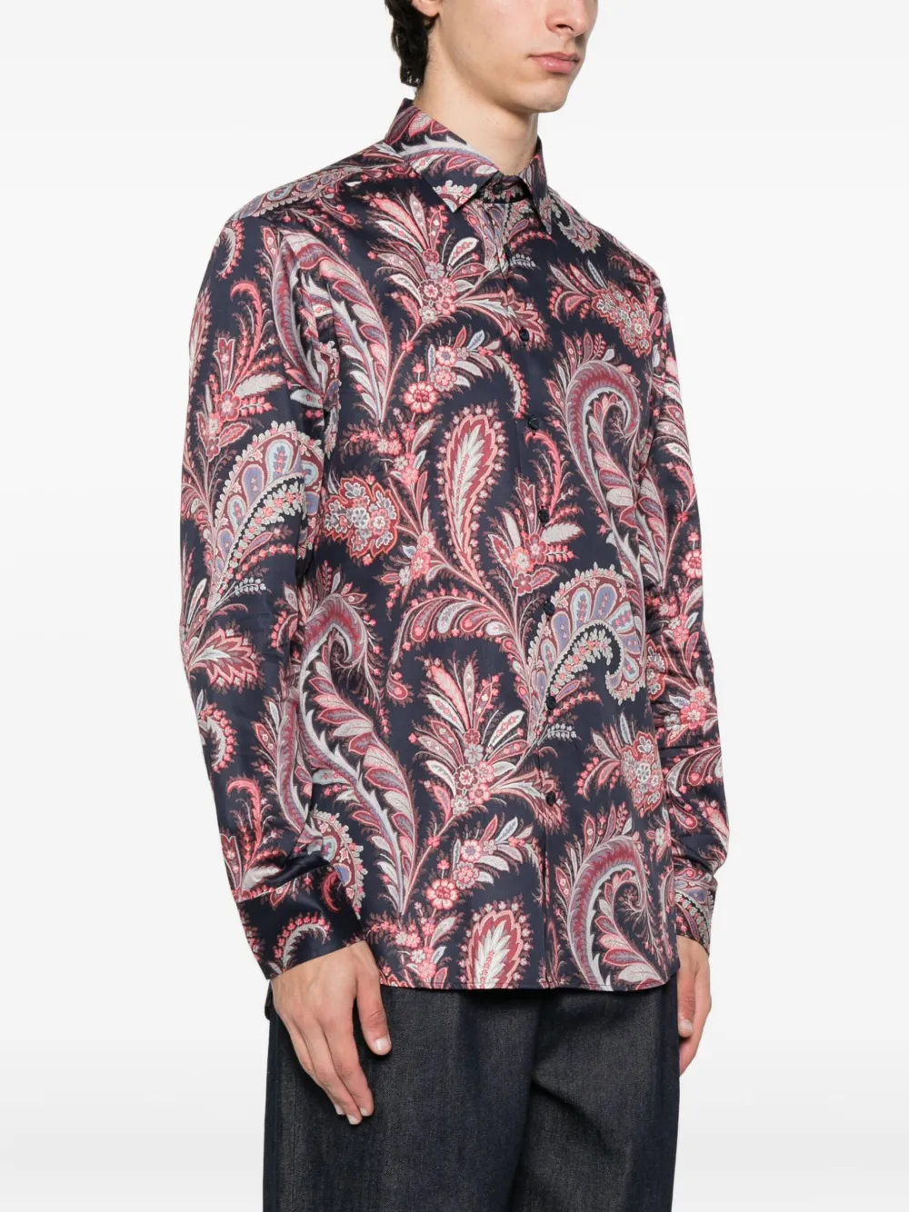 ETRO Katoenen overhemd met paisley-print Blauw