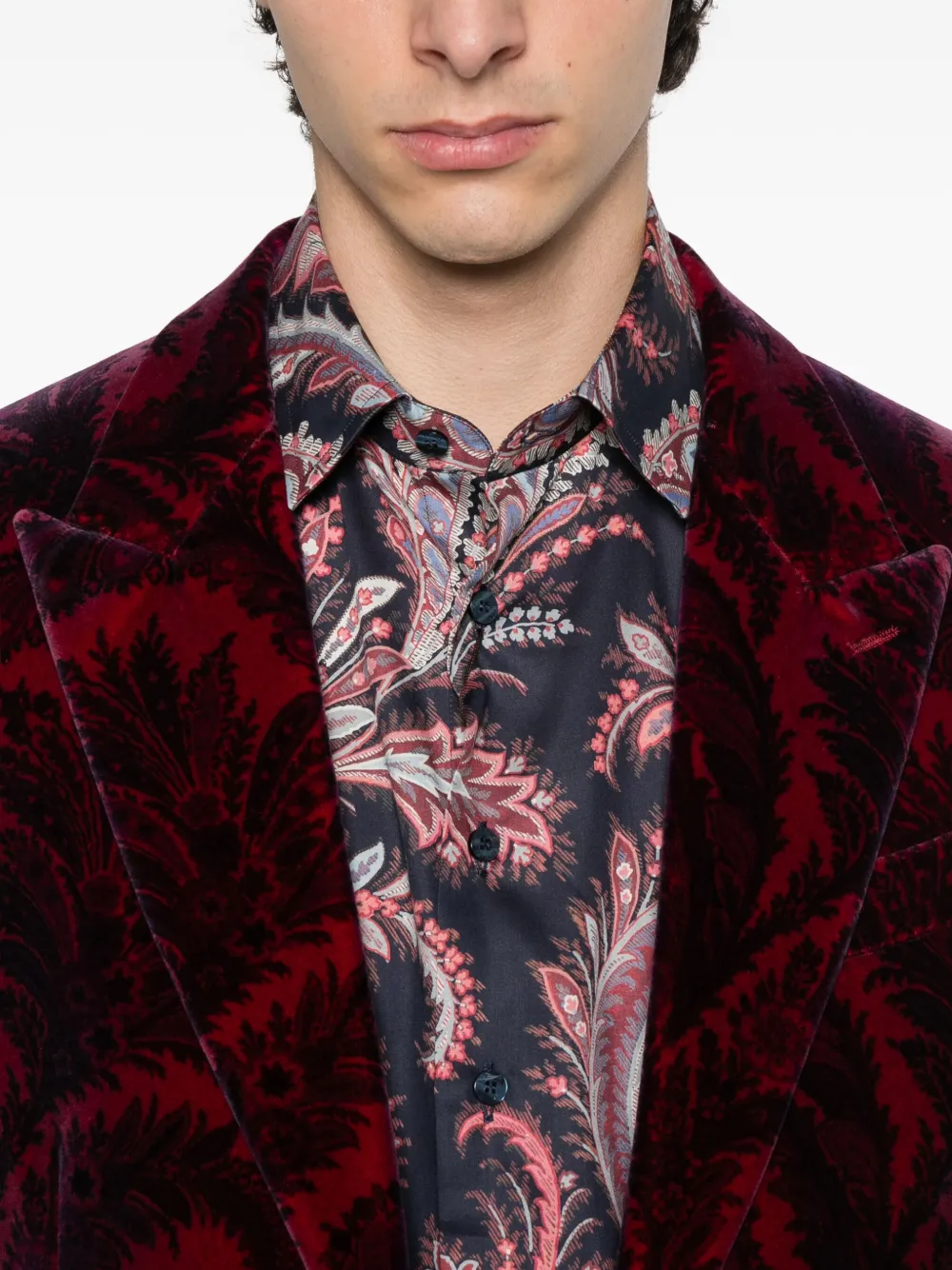ETRO Katoenen overhemd met paisley-print Blauw