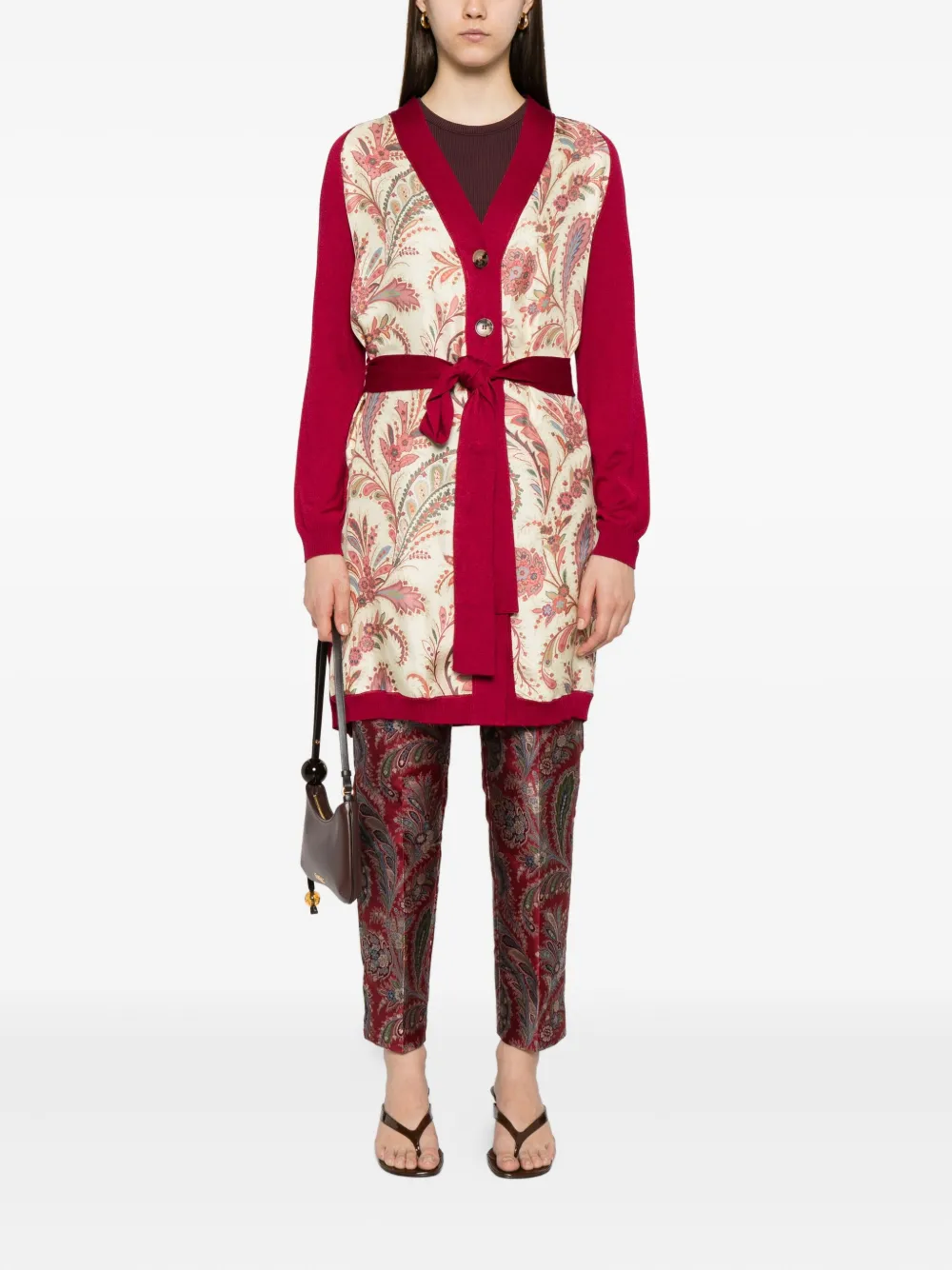 ETRO paisley-panel cardi-coat Roze