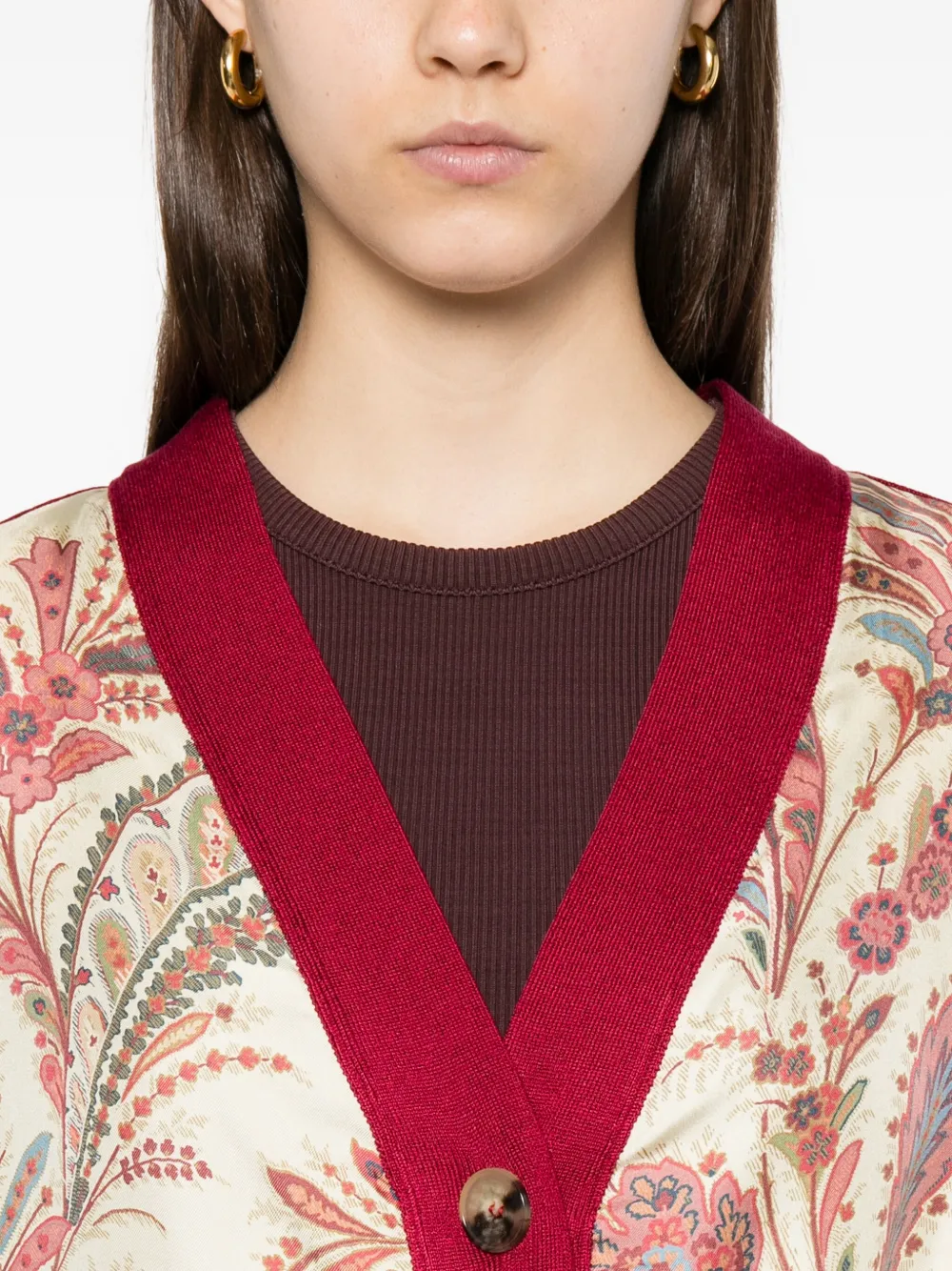 ETRO paisley-panel cardi-coat Roze