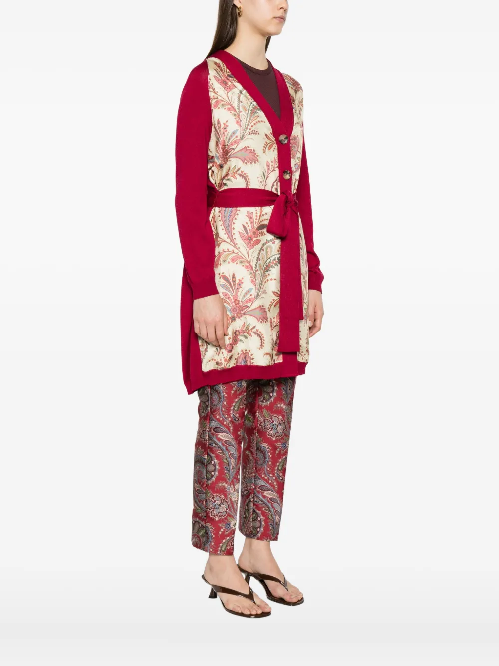 ETRO paisley-panel cardi-coat Roze