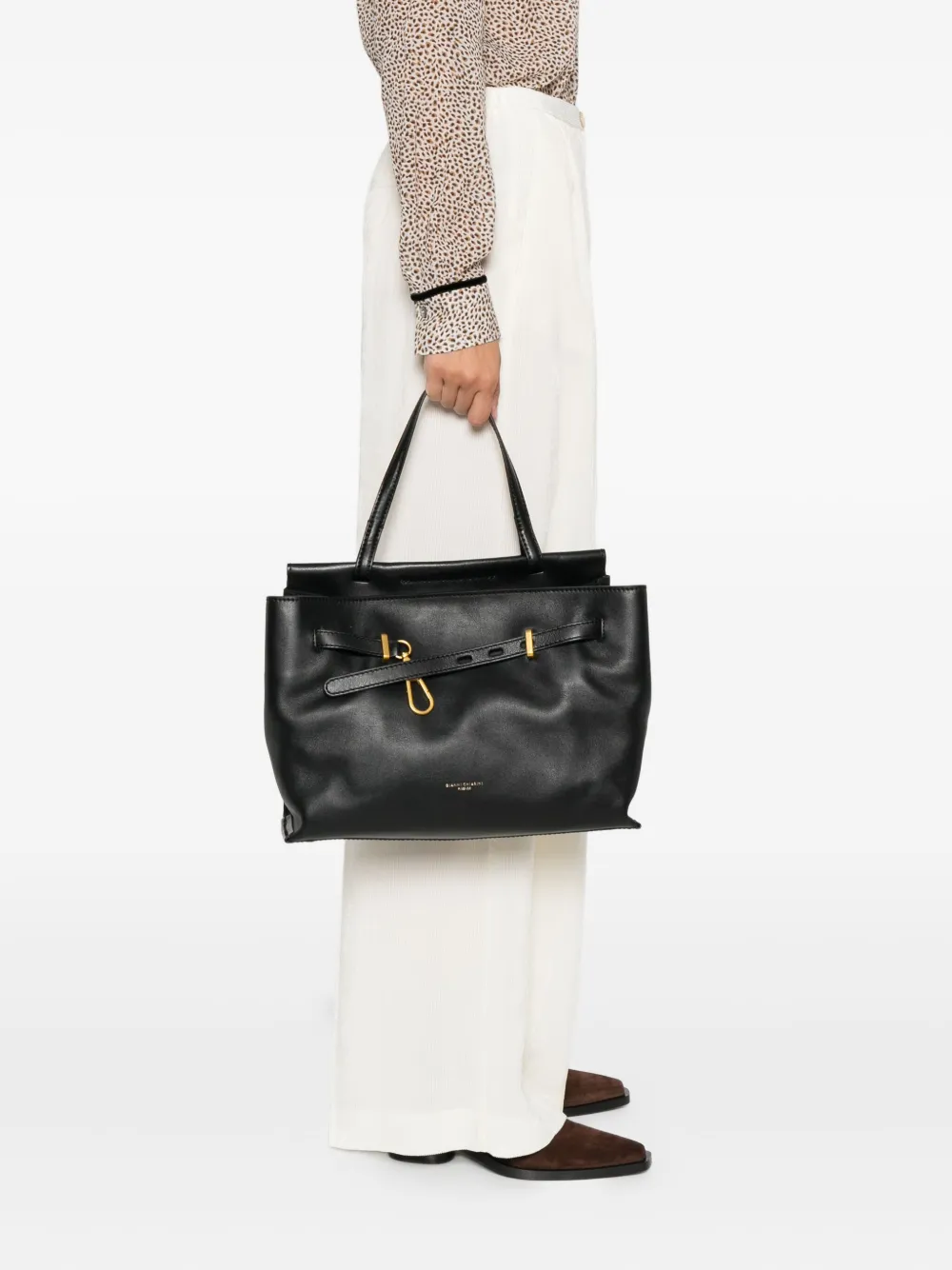 GIANNI CHIARINI Tilda leren shopper Zwart