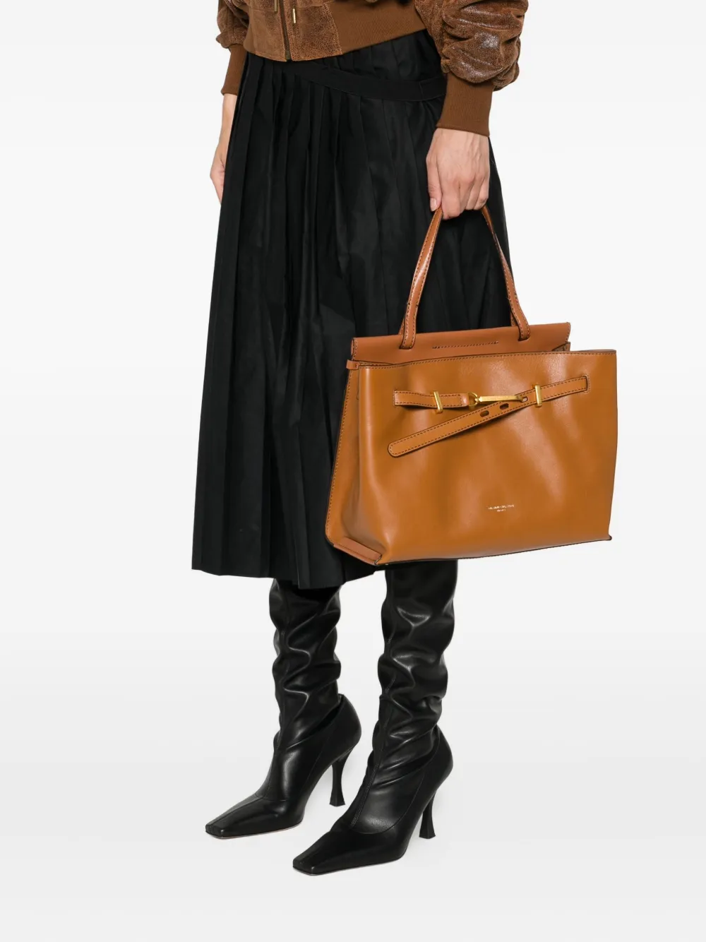 GIANNI CHIARINI Tilda leren shopper Bruin