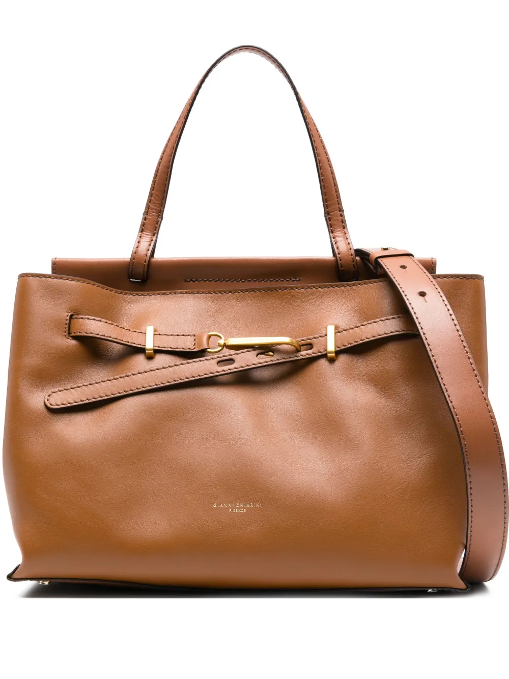 GIANNI CHIARINI Tilda leren shopper Bruin