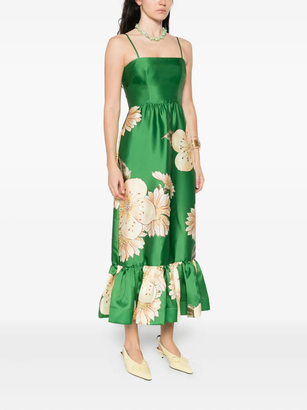 ALEMAIS floral-print midi dress Groen